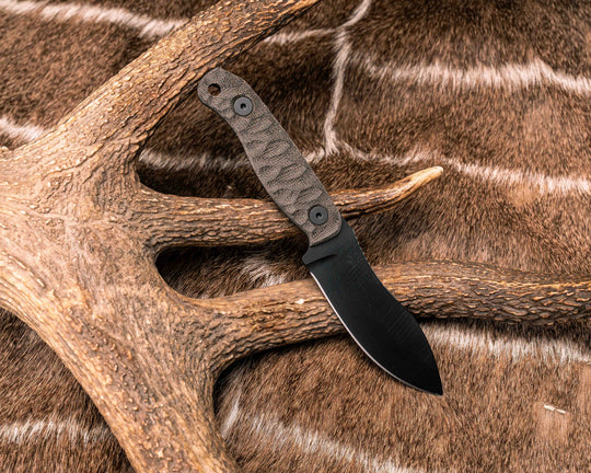 Skinner Jr- OD Green Canvas Micarta, Armor Black Cerakote, Allen Bolts, Textured Grip