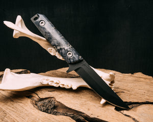Kwaiken FC- Dyed Buckeye Burl, Armor black cerakote, Ti torx bolts, smooth grip