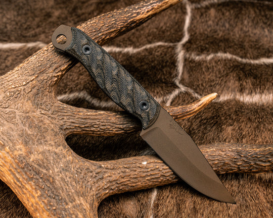 Crow Jr - OD Green / Black Canvas Micarta, Midnight Bronze Cerakote, Allen Bolts, Textured grip