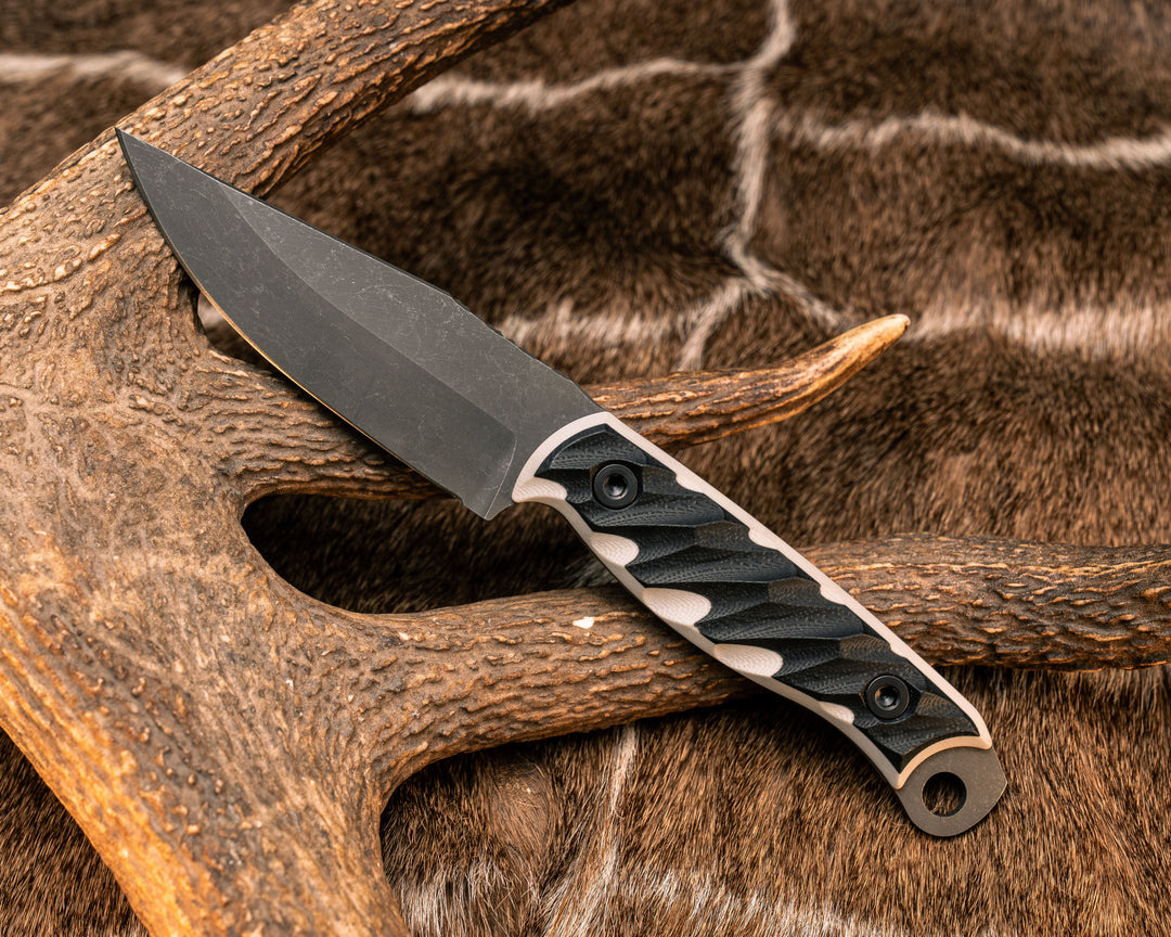 Crow Jr - Black/light grey G10, Allen Bolts, Textured grip