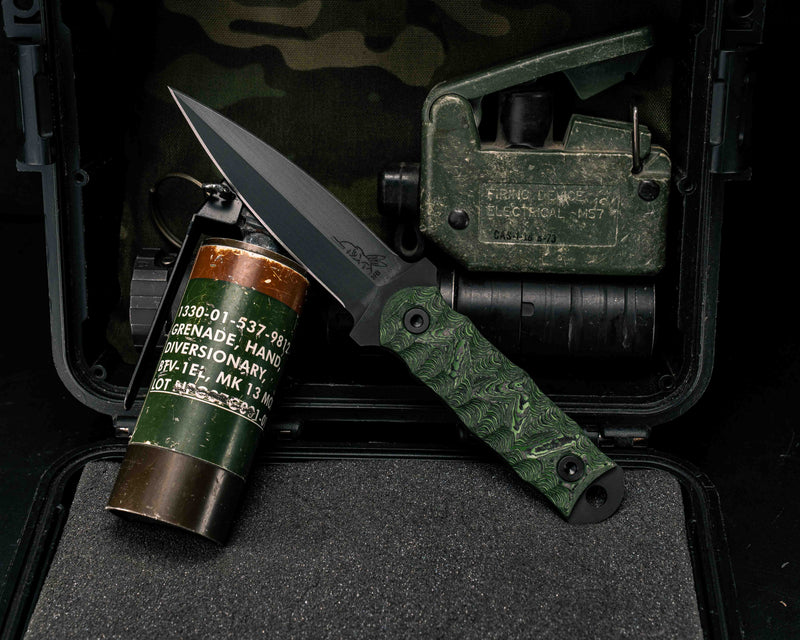 Combat Dagger- Jungle Wear Carbon, Armor Black Cerakote, Allen Bolts, Textured Grip