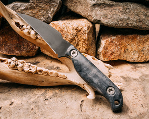 Gula Gula- Dyed Maple Burl, Armor Black cerakote, titanium torx bolts, smooth grip, smooth grip