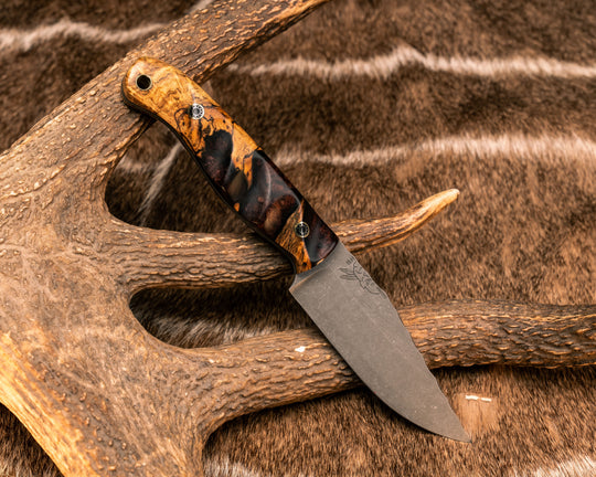 Crow Scalper- Spalted Katalox, Mosaic Pins, Brass Lanyard Pin, Textured Grip