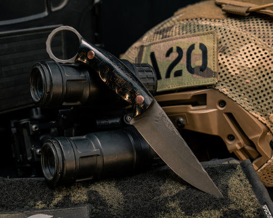 Osoraku 3" Mini - Kamari Burlap Micarta, Copper Pins, Textured Grip