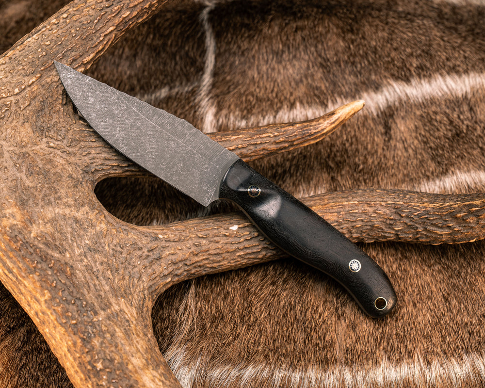 ??Crow Scalper- ??African Blackwood, Mosaic Pins, Brass Lanyard Pin, Textured Grip