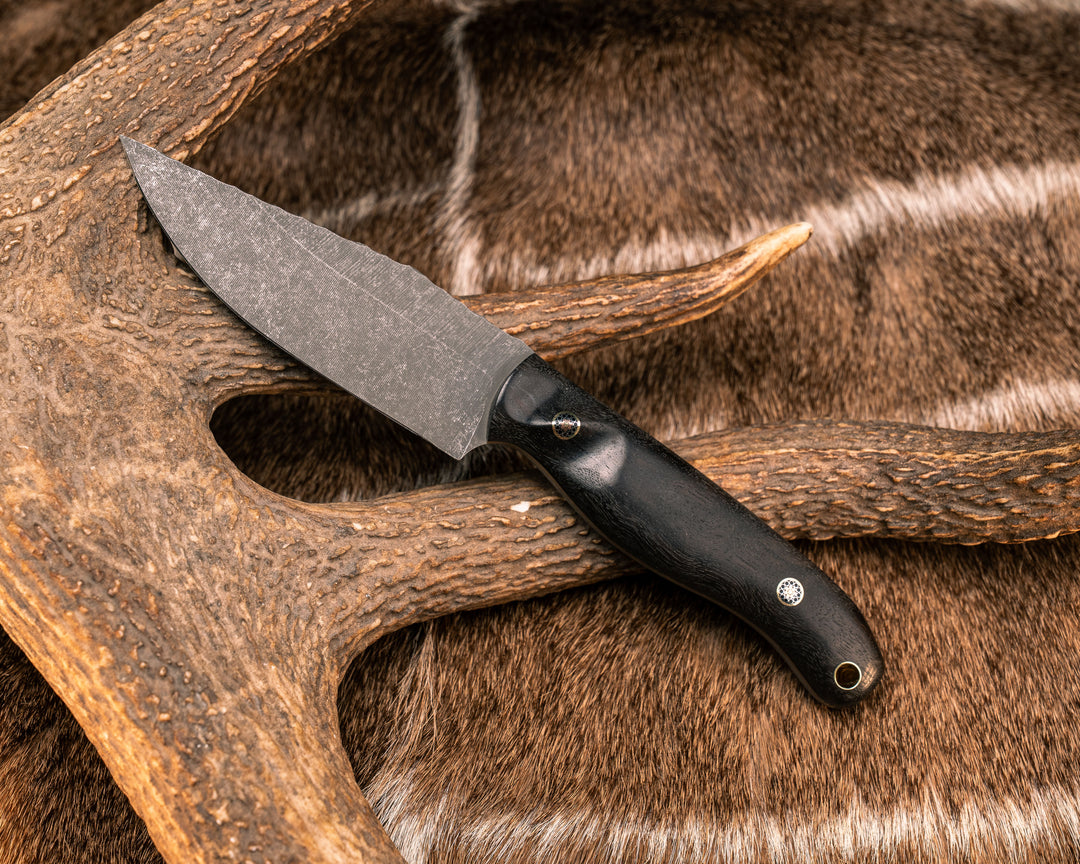 ??Crow Scalper- ??African Blackwood, Mosaic Pins, Brass Lanyard Pin, Textured Grip