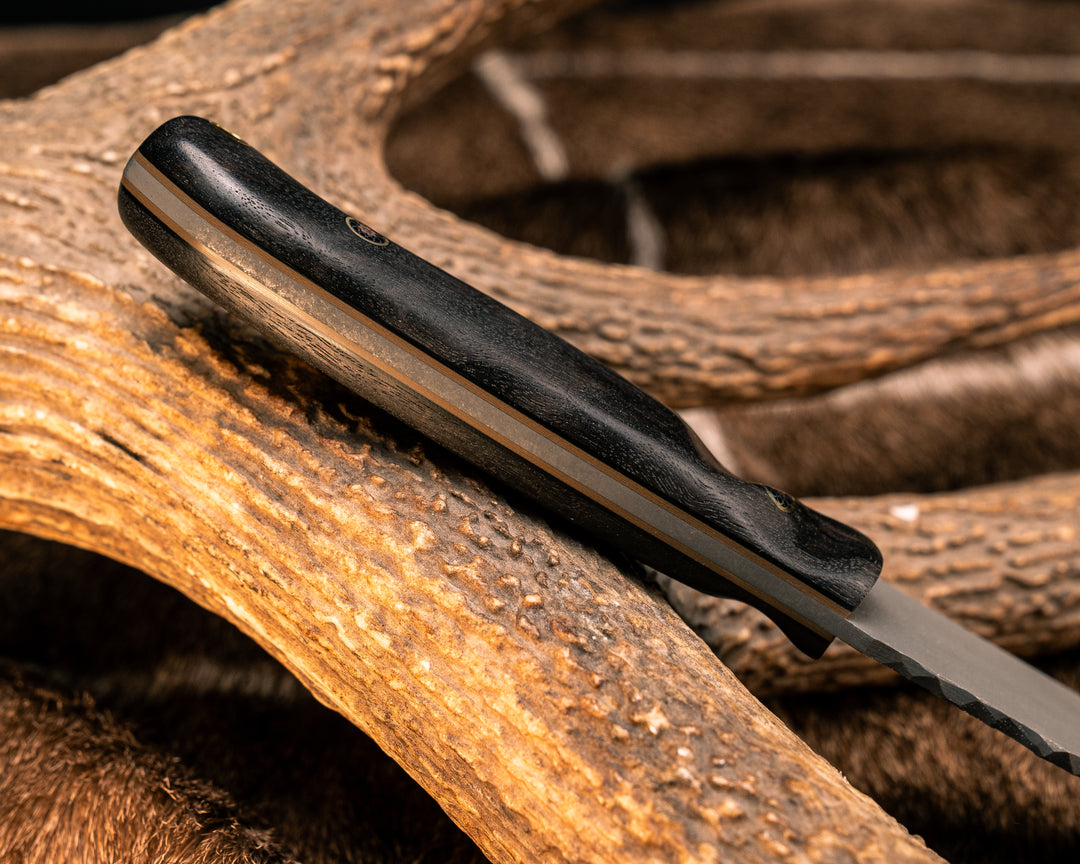 ??Crow Scalper- ??African Blackwood, Mosaic Pins, Brass Lanyard Pin, Textured Grip