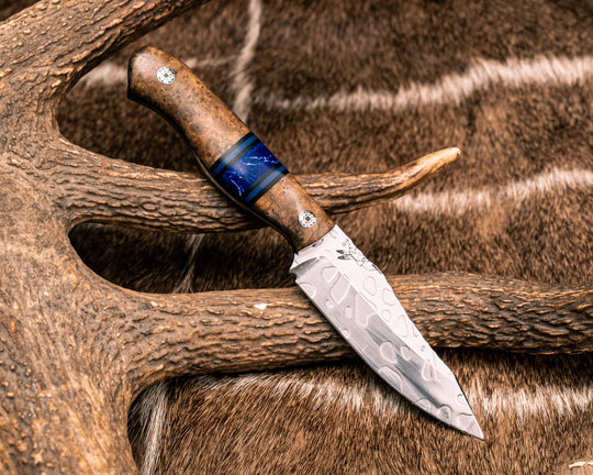 Field Knife Jr- Teak, Black G10, Blue G10 and Sodalite Tru-stone Split, Mosaic Pins, Smooth Grip
