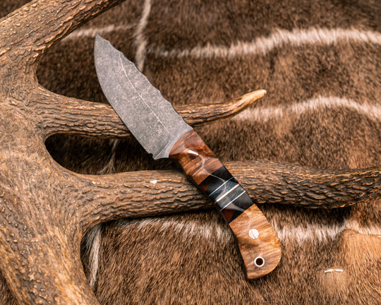 Cav Jr- Hawaiian Curly Koa, Desert Ironwood, Aluminum, Blue Dark Matter Carbon and Copper Split, Copper Pins, Copper Lanyard Pin, Textured Grip