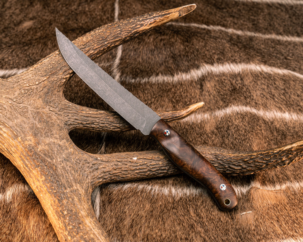 Crow Breakdown- Redwood Burl, Patriot Mosaic Pins, Brass Lanyard Pin, Smooth Grip