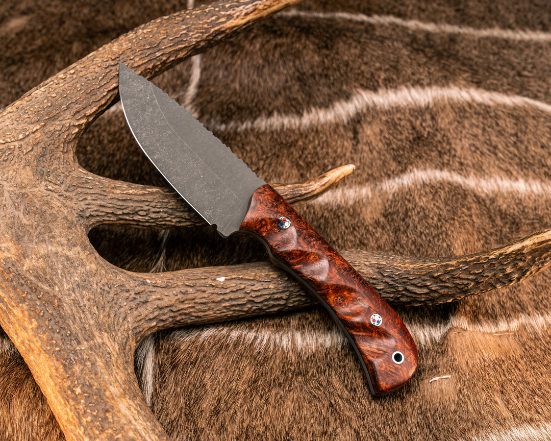 Cavner- Amboyna Burl, Patriot Mosaic Pins, Aluminum Lanyard Pin, Textured Grip