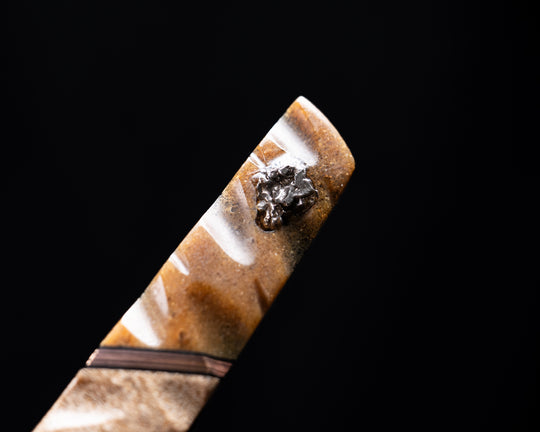 Half Face Blades X Grey Blades Giveaway-Baker Forge Firestorm Ladder CopperMai-Meteorite Bolster, Copper Dark Matter Carbon, Black G10, Copper Pin Striping, Dinosaur Bone Split, Mammoth Bone, Meteorite Rock Inlay