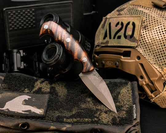 3" HUMINT- Hawaiian Curly Koa, Mosaic Pins, Smooth Grip