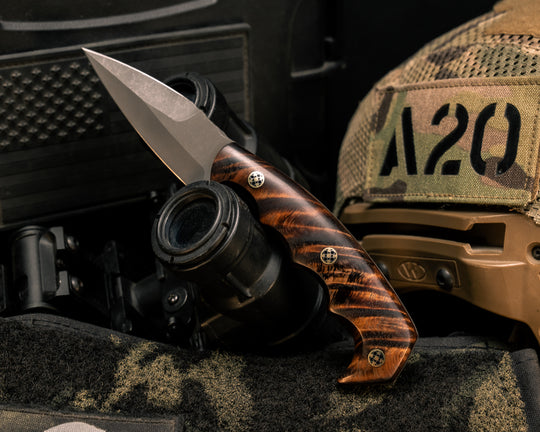 3" HUMINT- Hawaiian Curly Koa, Mosaic Pins, Smooth Grip