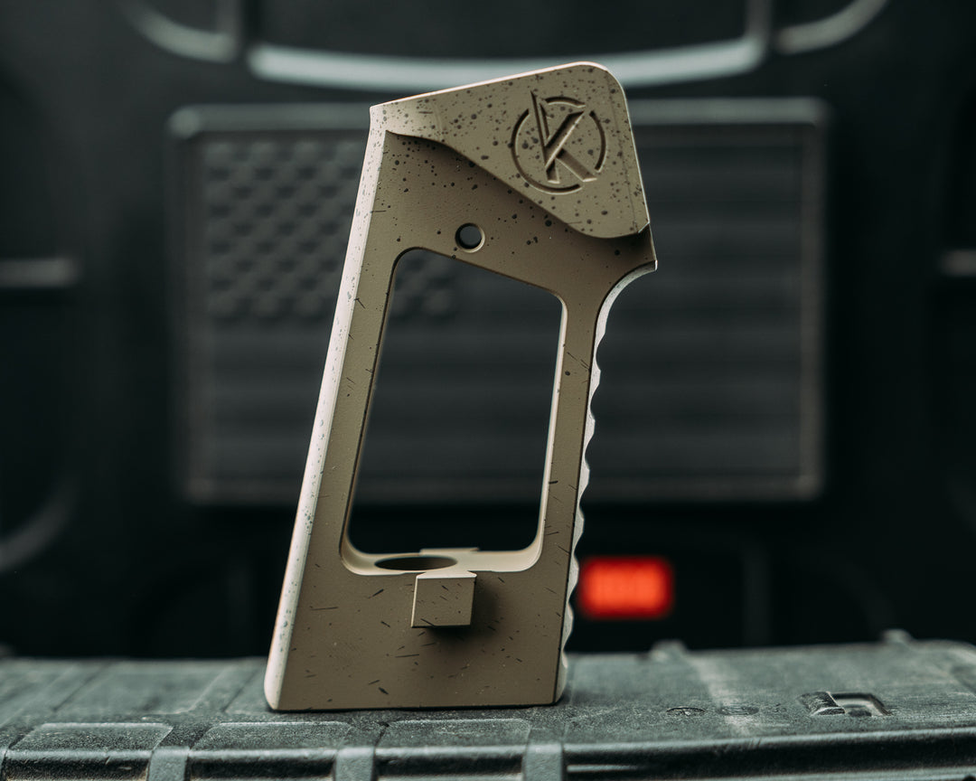 AR REAR HAND GRIP FRAME - AR style Grip System,  Splattered Cerakote Aluminum Frame (Multi-Colors Available)