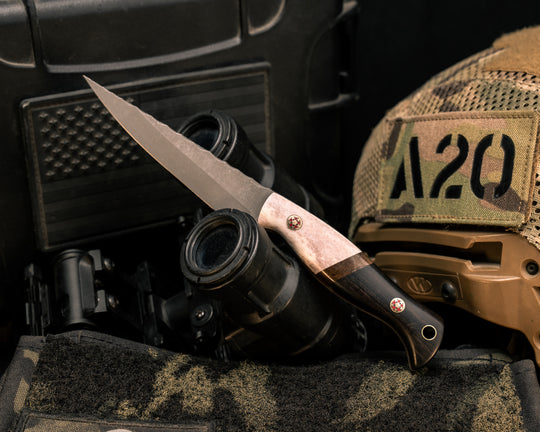 Congressman- CO Elk Antler, Giant Irish Elk Antler Split, African Blackwood, Mosaic Pins, Brass Lanyard Pin, Smooth Grip