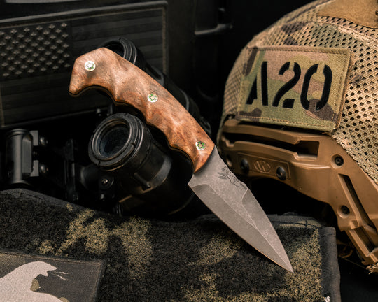 3" HUMINT- Teak, Mosaic Pins, Textured Grip