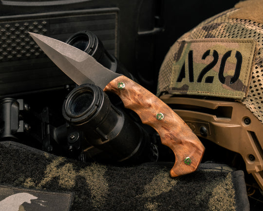 3" HUMINT- Teak, Mosaic Pins, Textured Grip