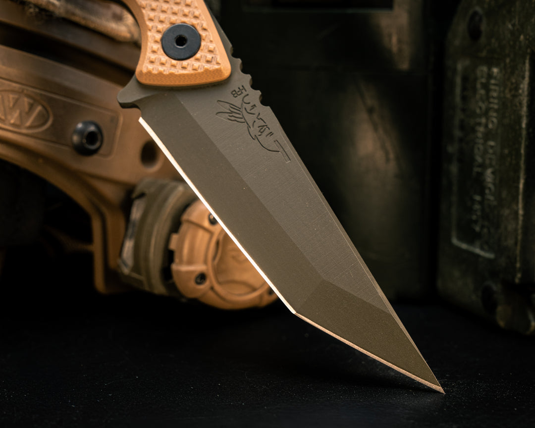 SHAW SHIV x HFB- Coyote Tan G10, OD Green Cerakote, Black Allen Bolts, Knurling Grip