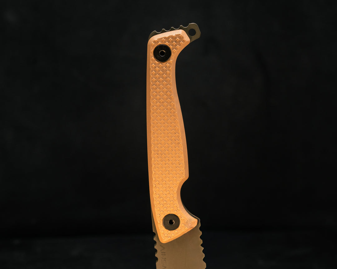 SHAW SHIV x HFB- Coyote Tan G10, OD Green Cerakote, Black Allen Bolts, Knurling Grip