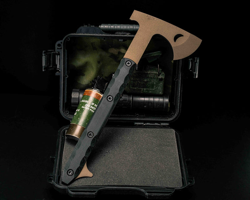 Howler Hawk- Black Canvas Micarta, Midnight Bronze Cerakote, Allen Bolts, Smooth Grip