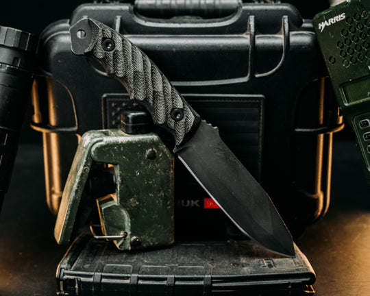 Disaster Breacher- Black Canvas Micarta, Allen Bolts, Textured Grip