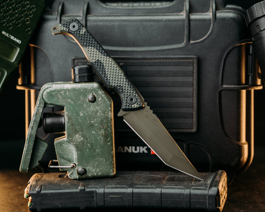 SHAW SHIV x HFB - Black Multi-Cam Hydro Dripped G10, OD Green Cerakote, Black Allen Bolts, Knurling Grip