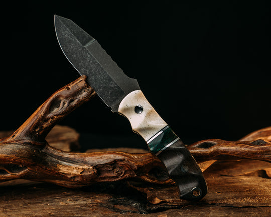 Disaster Jr Gen 3 - Giraffe Bone, Black G10 & Aluminum Pin Striping, Carbon Fiber Split, Ancient Bog Oak, Mosaic Pins, Mosaic Lanyard Pin, Textured Grip