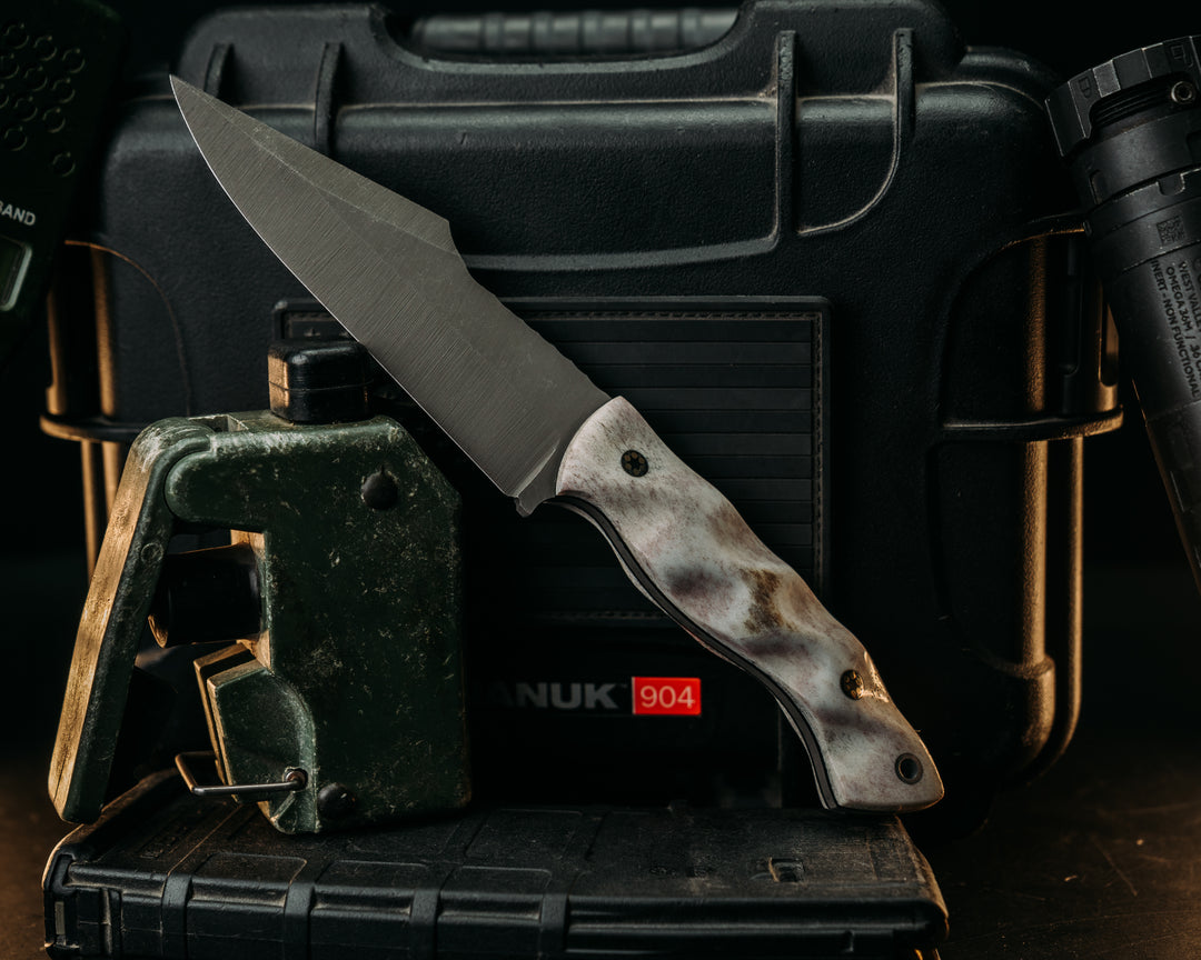 Widow Maker - Elk Antler, Mosaic Pins, Aluminum Lanyard Pin, Textured Grip
