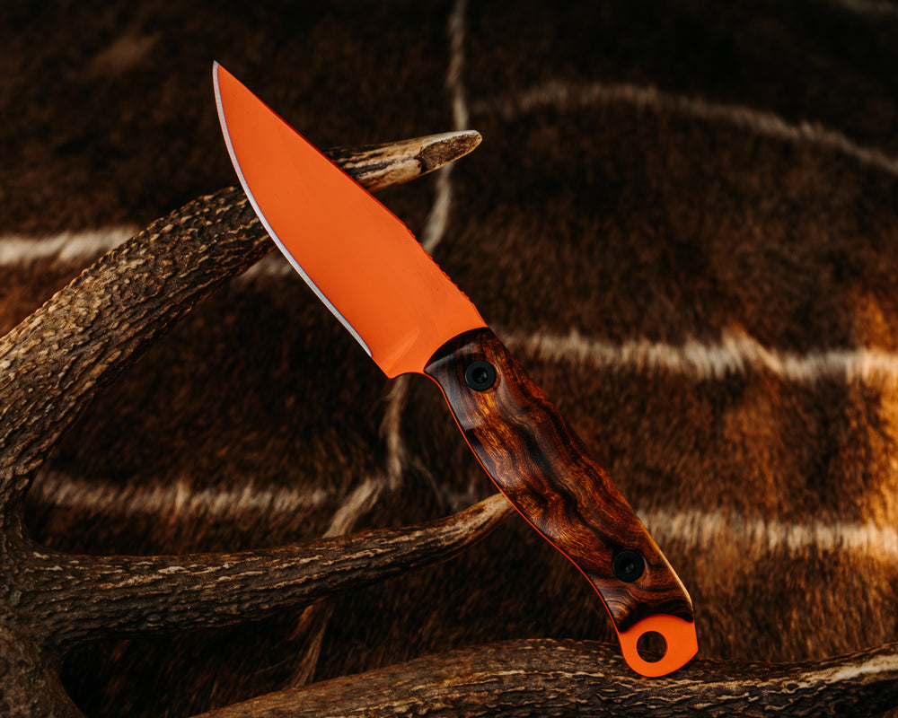 Crow Jr- Desert Ironwood, Hunter Orange Cerakote, Allen Bolts, Textured Grip