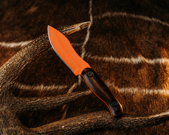 Skinner Jr- Desert Ironwood, Hunter Orange Cerakote, Brass Allen Bolts, Smooth Grip
