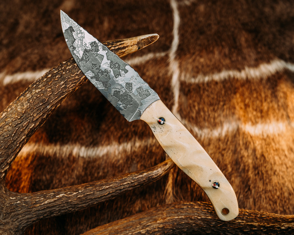 Crow Jr - Giraffe Bone, Patriot Mosaic Pins, Brass Lanyard Pin, Textured Grip.