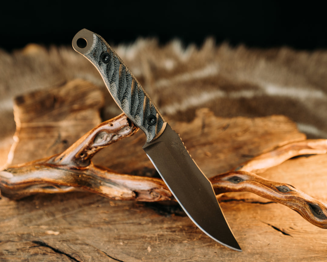 Crow Scout - Black & OD Green Micarta, Midnight Bronze Cerakote, Allen Bolts, Textured Grip