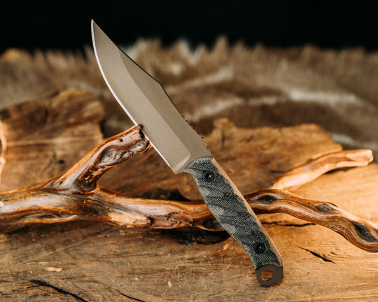 Crow Scout - Black & OD Green Micarta, Midnight Bronze Cerakote, Allen Bolts, Textured Grip