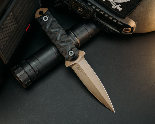 Combat Dagger - Black G10, Midnight Bronze Cerakote, Allen Bolts, Chaos Grip.