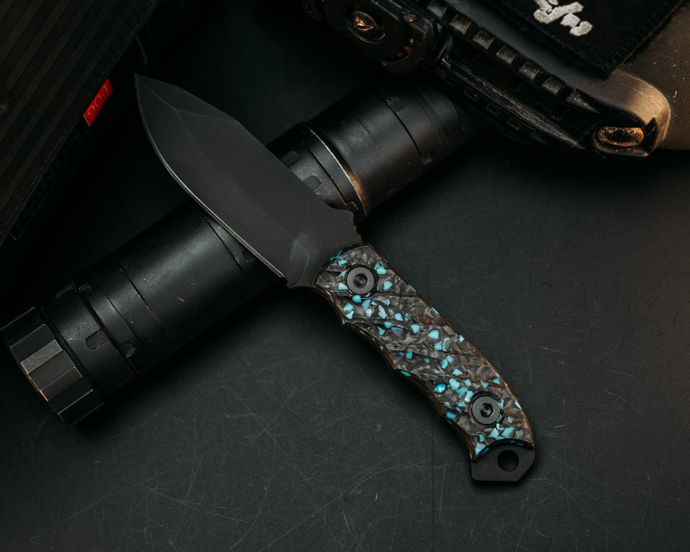 Disaster Cub - RockyWave Turquoise Carbon, Armor Black Cerakote, Allen Bolts, Iron Grip