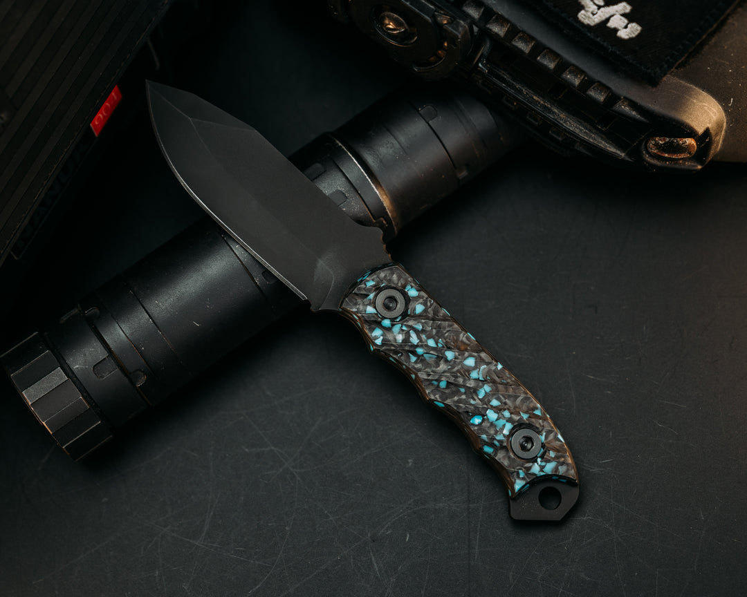Disaster Cub - RockyWave Turquoise Carbon, Armor Black Cerakote, Allen Bolts, Iron Grip