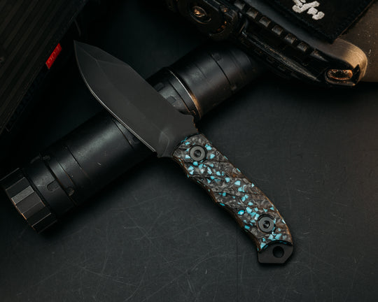 Disaster Cub - RockyWave Turquoise Carbon, Armor Black Cerakote, Allen Bolts, Iron Grip