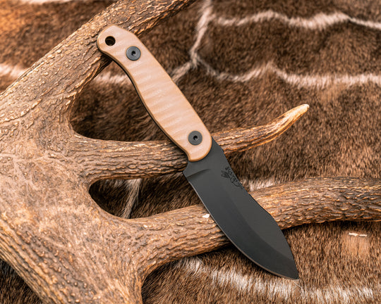 Skinner Jr - Ghost/Coyote G10, Armor Black Cerakote, Allen Bolts, Textured Grip