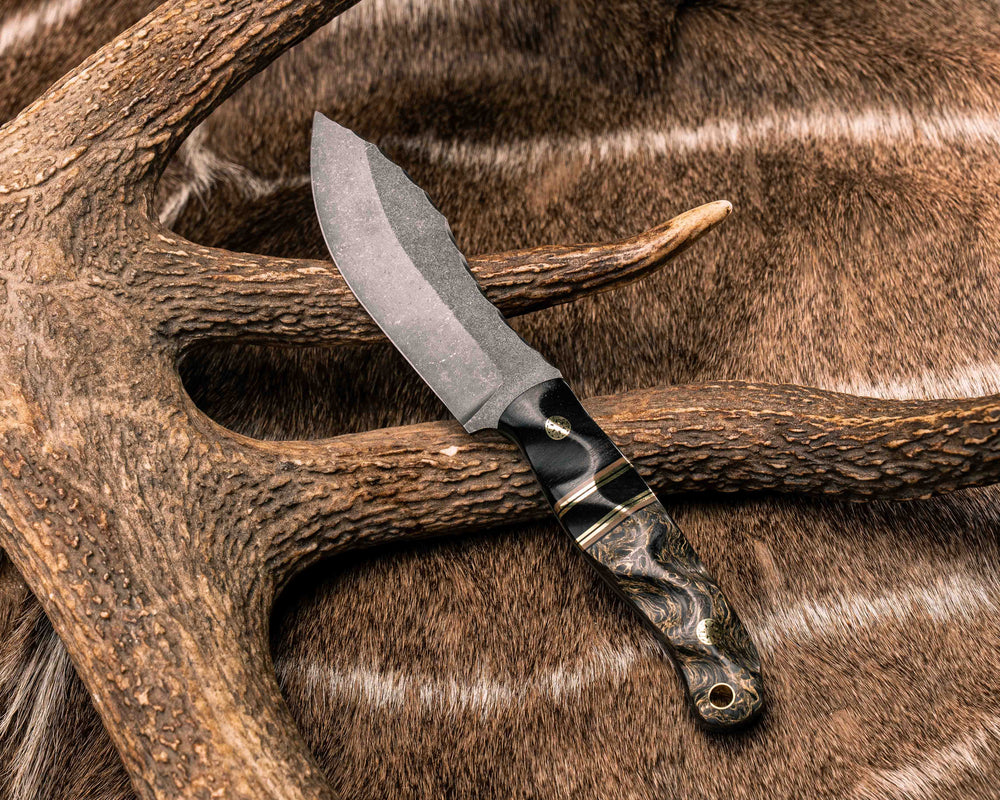 Skinner Jr- African Blackwood, Black G10, Coyote G10, Brass and Black G10 Pin Striping, Zircon Split, Gold Dark Matter Carbon, Mosaic Pins, Brass Lanyard Pin, Textured Grip