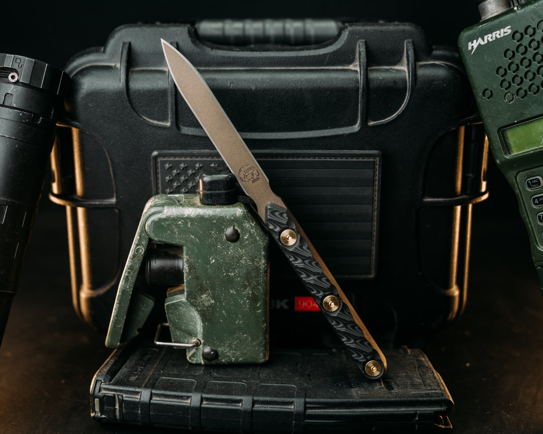 OSS Spike -  Black Dunes Carbon, Midnight Bronze Cerakote, Brass Allen Bolts, Textured Grip