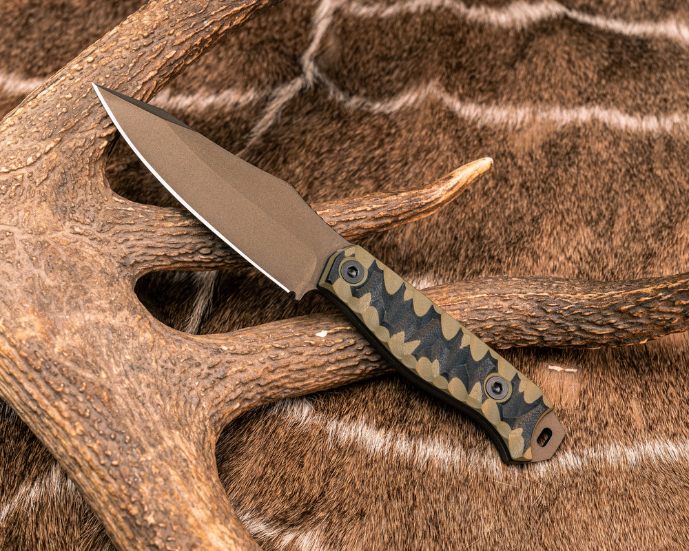 Field Knife- OD Green/Black G10, Midnight Bronze Cerakote, Allen Bolts, Textured Grip