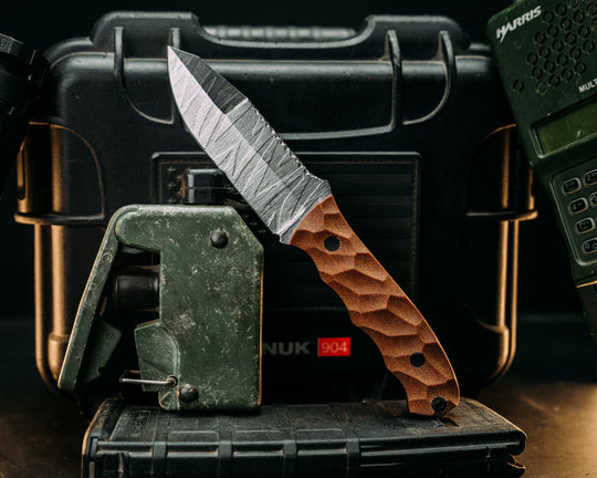 Disaster Jr Gen 3 (.21") -  West House Vintage Micarta, CF Pins, Chaos Grip.