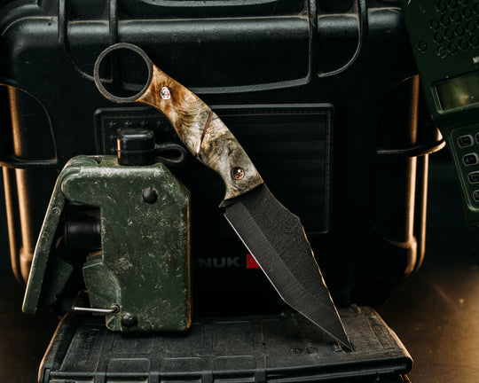 Ring Tac Tanto (.17") - Buckeye, Copper Split, Patriot Mosaic Pins, Textured Grip.