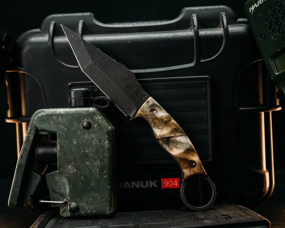 Ring Tac Tanto (.17") - Buckeye, Copper Split, Patriot Mosaic Pins, Textured Grip.