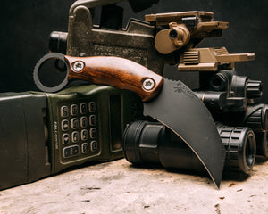 Karambito - Desert Ironwood, armor black cerakote, titanium torx bolts, smooth grip