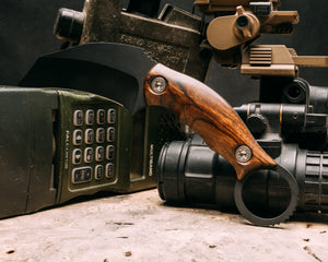 Karambito - Desert Ironwood, armor black cerakote, titanium torx bolts, smooth grip
