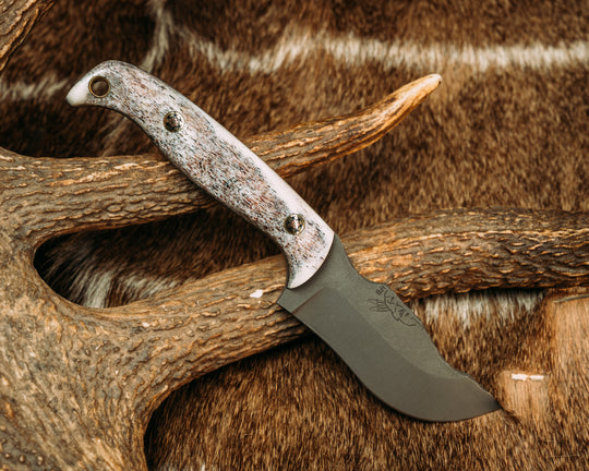 Skinner JR- CO Elk Antler, Mosaic Pins, Brass Lanyard Pin, Textured Grip