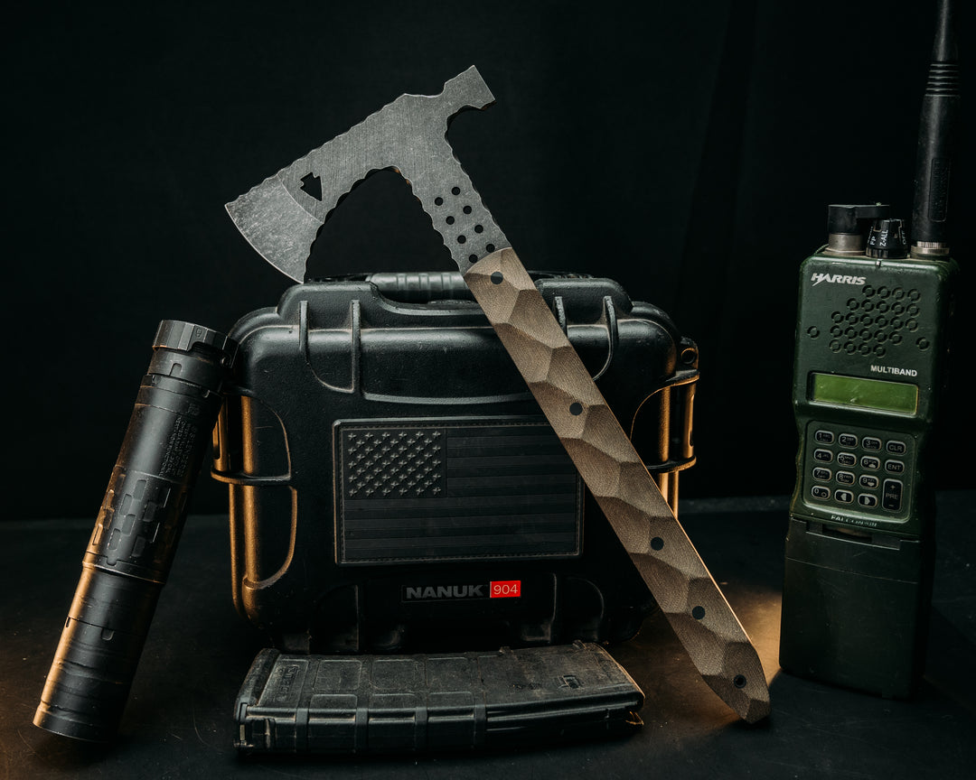 Arrowhead Hawk- OD Green Canvas Micarta, CF Pins, Textured Grip