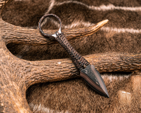 Ringstrike - Baker Forge CopperMai Random Damascus, Tan Leather Wrap